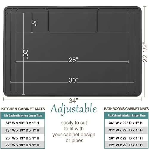 The Original Under Sink Mat - Silicone Waterproof mat, Trimmable, Easy to Clean, Kitchen cabinet liner, Under sink protector mats, Drip Tray with Lip - 34" x 22" or smaller