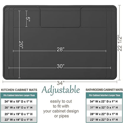 The Original Under Sink Mat - Silicone Waterproof mat, Trimmable, Easy to Clean, Kitchen cabinet liner, Under sink protector mats, Drip Tray with Lip - 34" x 22" or smaller
