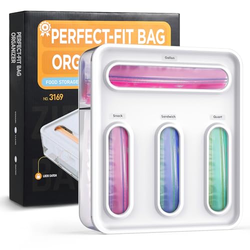 Bag Organizer for Drawer + Fridge, Magnetic Kitche... (Clear)