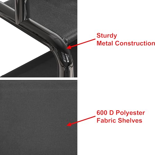Simple Houseware 52" W Freestanding Closet Garment Rack with Shelves, Black | With 600D Fabric Shelves, Hanger Stoppers, and Hooks for Coat & Hat