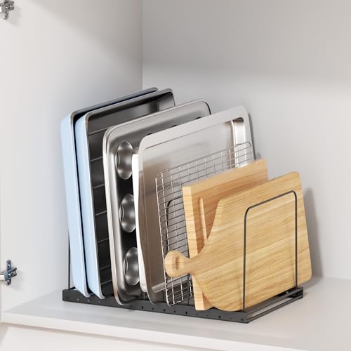 Cutting Board Organizer Rack for Cabinet with 7 Ad... (Black | Iron)