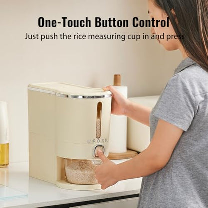 UFORU Rice Dispenser 13 LB,Airtight Storage Container With Measuring Cup
