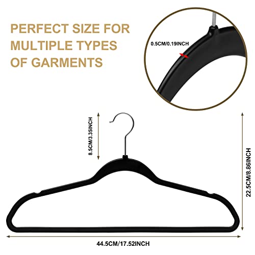 Quality Hangers 50 Pack Plastic Hangers for Clothes - Slim Non-Velvet Hangers with 360° Swivel Chrome Hook & Non Slip Notches - Ideal for Dresses Coats Shirts Jackets & More - Black
