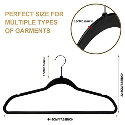 Quality Hangers 50 Pack Plastic Hangers for Clothes - Slim Non-Velvet Hangers with 360° Swivel Chrome Hook & Non Slip Notches - Ideal for Dresses Coats Shirts Jackets & More - Black