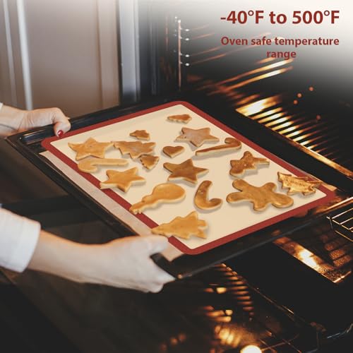 Silicone Baking Mat Set of 6, Baking Mats Silicone for Baking Sheets, Non-Stick & Reusable Silicone Mats for Baking Pastries, Macarons, Cookies, Pizza