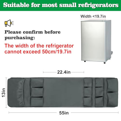 55" x 13" Mini Fridge Organizer for College Dorm Room Essentials | Over the Fridge Storage Organizer with 4 Different Size Pockets for Dorms & Office Flatware, Dorm Essentials for Guys