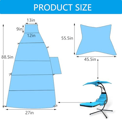 Waterproof Umbrella Fabric Patio Chair Replacement Cushion Cover,Blue | Waterproof Umbrella Fabric Slipcover for Outdoor Lounge, Patio Chaise & Swing Hammock; Cover Only, Cushion Excluded