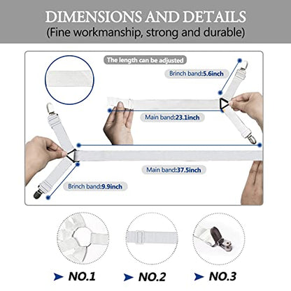 TGOOD Bed Sheet Holder Straps, Mattress Cover Clips to Hold Sheets in Place, Adjustable Bed Bands, Elastic Grippers,Fasteners,Keepers,Suspenders Fitted for Bedding,stayers, Bedsheet Tie Downs