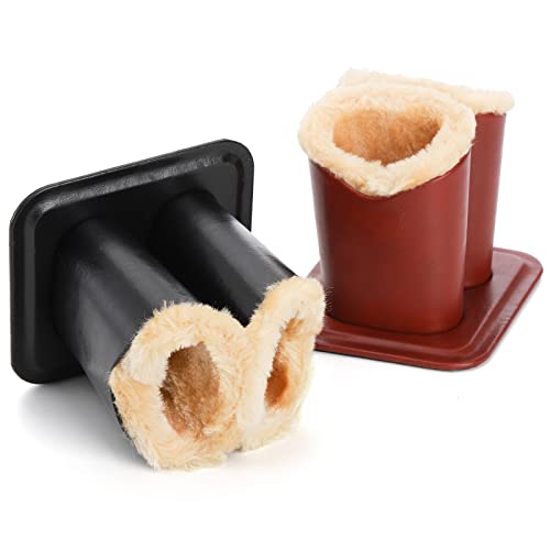 ZOOFOX 2 Pack Double Eyeglasses Holder, Plush Lined Leather Glasses Stand Case for Desk or Nightstand