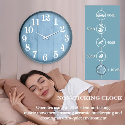TOOCAT Large Outdoor Indoor Clock, 18-inch Waterproof Wall Clock, Battery Operated for Swimming Pools, Gardens, Warehouses, Courtyards, Living Rooms, Workshops and Offices