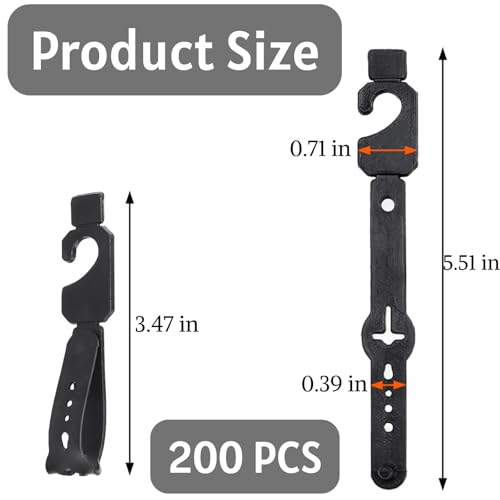 200 Pc Plastic Belt Hangers, Black Plastic Hanger Hooks for Belts and Plastic Hanger Hooks, Economic Plastic Belt Hooks Tie Hangers Bulk for Men, Closet Organizers, Storage, Retail