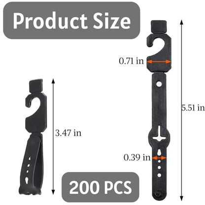 200 Pc Plastic Belt Hangers, Black Plastic Hanger Hooks for Belts and Plastic Hanger Hooks, Economic Plastic Belt Hooks Tie Hangers Bulk for Men, Closet Organizers, Storage, Retail
