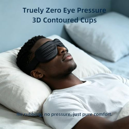 Sleep Mask for Sleeping, Zero Pressure 3D Blackout Eye Mask | 0.6" Deep Eye Cups for Lash Extensions & Side Sleepers, Soft Cotton Material, Adjustable Fit for Travel, Naps & Night Sleep