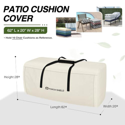 Porch Shield Outdoor Cushion Storage Bag 62 inch Waterproof Outside Storage Bags for Patio Furniture with Zippers and Handles