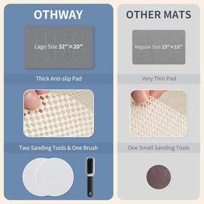 32"x 20" Stone Bath Mat Large, Diatomaceous Earth Bath Mat for Bathroom Quick Drying Absorbing, Long Non-Slip Diatomite Hard Stone Shower Mat Instant Dry(Dark Grey)