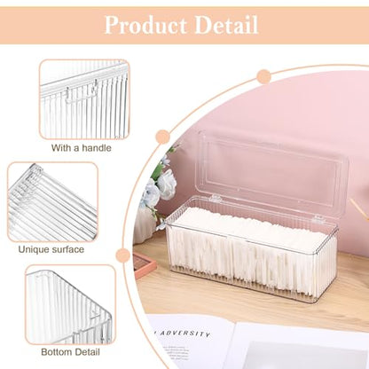 Clean Pads Container for Bathroom,Plastic Makeup Sponge Organizer | Square Cotton Pad Holder Dispenser for Makeup Desktop Organizer with Lid for Vanity