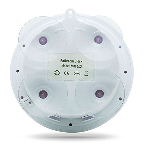 Extra Large Shower Clock with Suction Cups, Date and Temperature, Water Resistant Clock for Bathroom