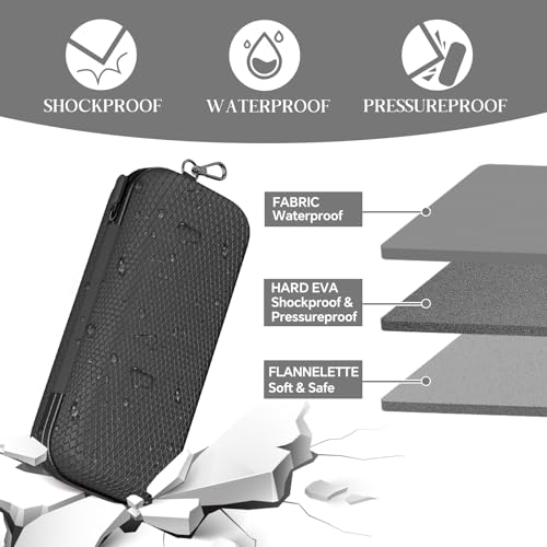 Double Oversized Eyeglasses Case Dual Sunglasses Case Hard Shell Glasses Case with Clip Metal Carabiner Travel