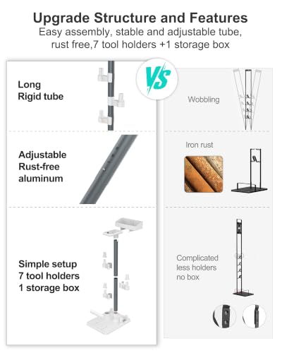 Generic Vacuum Stand, Compatible with Bissell Dreame Dyson Eureka Shark More Cordless Stick Vacuums, Universal Standing Dock Station Organizer, Adjustable Tubes