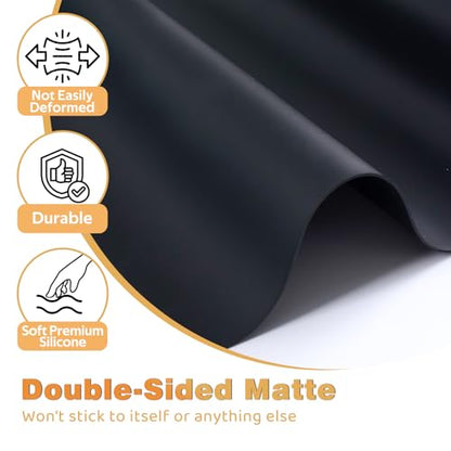 49.2" x 15.7" Large Silicone Mat for Kitchen Counter Protector, Cuttable | Silicon Countertop Protector Mat Heat Resistant Mats for Countertop, Cut to Fit Placemat Ship Roll by Foepoge, Black