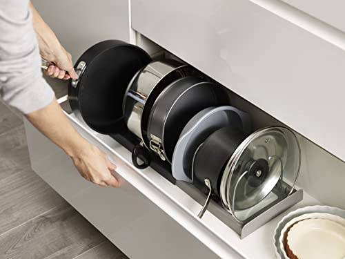 Joseph Joseph DrawerStore Expanding Cookware Organizer, Space saving storage for pan lids, baking trays - Grey