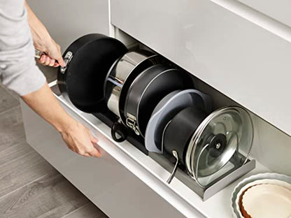 Joseph Joseph DrawerStore Expanding Cookware Organizer, Space saving storage for pan lids, baking trays - Grey
