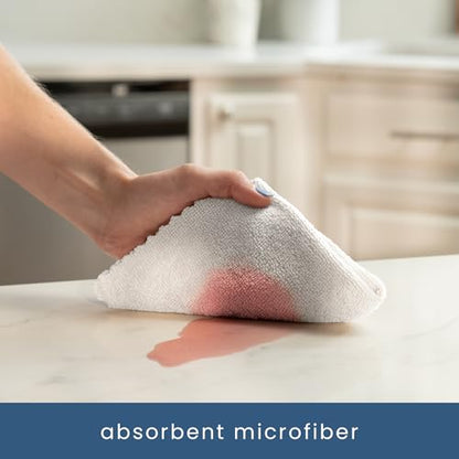 S&T INC. Microfiber Cleaning Cloth, 50 Pack, 11.8" x 11.8", White | Storage Box Included, Edgeless Cleaning Cloth for Home and Car, Reusable and Multi-Purpose Cleaning Rags, Machine Washable