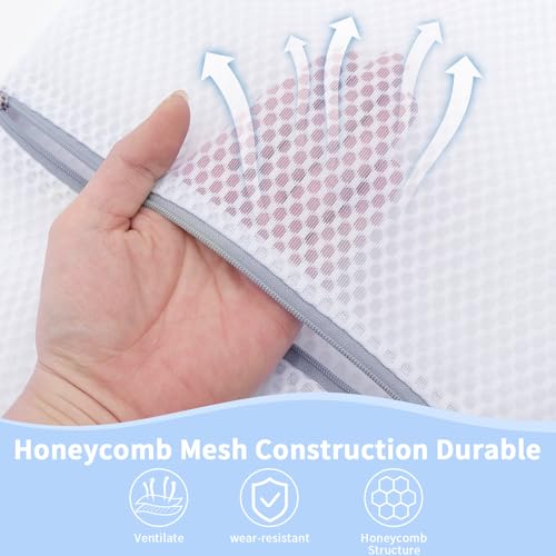 12PCS 12X16IN Laundry Bags Mesh Wash Bags for Strong Zipper | Upgraded Honeycomb and Fine Mesh Design Delicate Laundry Bag for Clothes, Bras,Socks,Travel Organization
