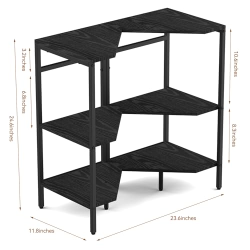CADUKE Under Pedestal Sink Shelf, 2 Pack Under Sink Organizers and Storage, 3-Tier Pedestal Under Sink Storage Bathroom Vanity, Corner Shelf Stand for Bathroom, Kitchen, Living Room, Black
