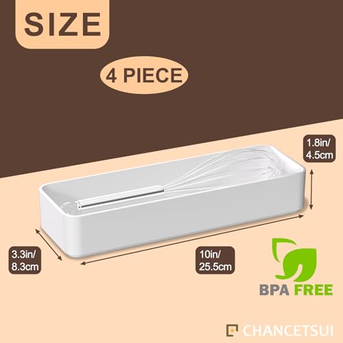Silverware Organizer Tray for Kitchen Drawer Cabinet Single Cutlery Holder | Small Stackable utensil shallow trays individual plastic fork knife spoon
