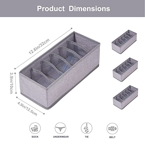 3 Pack Sock Underwear Drawer Organizer Dividers, Collapsible Cabinet Closet Storage Boxes for Clothes, Socks, Lingerie, Underwear, Tie, Belt, Baby, Bedroom
