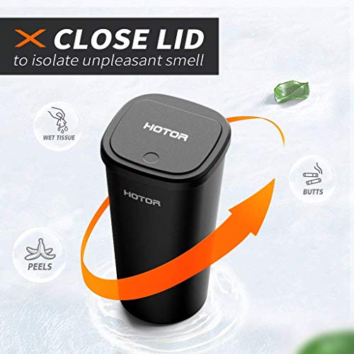 HOTOR Car Trash Can with Lid, 30 Trash Bags, Black, 2-Pack | Multipurpose Car Trash Cup and Garbage Can for Car, Office & Home, Suitable for Various Daily Storage and Disposal Needs