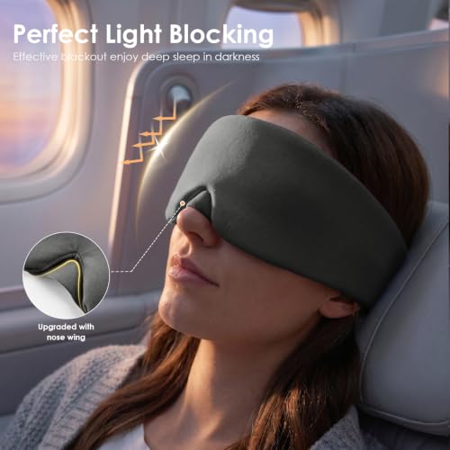 Sleep Masks for Women Men, Light Blocking Eye Masks for Sleeping, Soft No Pressure Breathable Blindfold for Restful Sleep, Suitable for Airplane Travel Essentials, Relaxation Gifts for Women (Gray)
