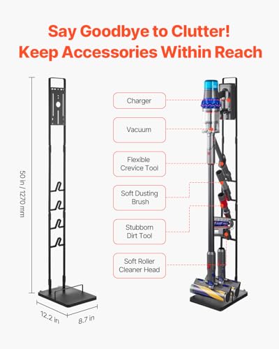 VEVOR Vacuum Stand, Compatible with V6 V7 V8 V10 V11 V15, Stable Vacuum Stand Holder with Wheels for DC30 DC31 DC34 DC35 DC58 DC59 DC62 D74 Cordless Upright Vacuum Cleaners & Accessories