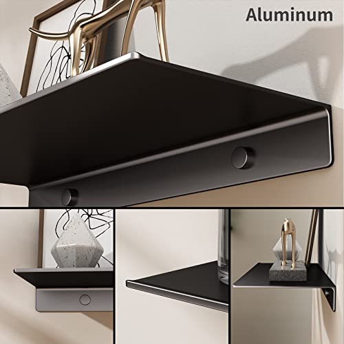 20 inch Floating Shelf for Wall Organizer & Storage, Mini Display Shelf, Metal Wall Shelf for Bathroom, Living Room, Kitchen, Bedroom(Matte Black)
