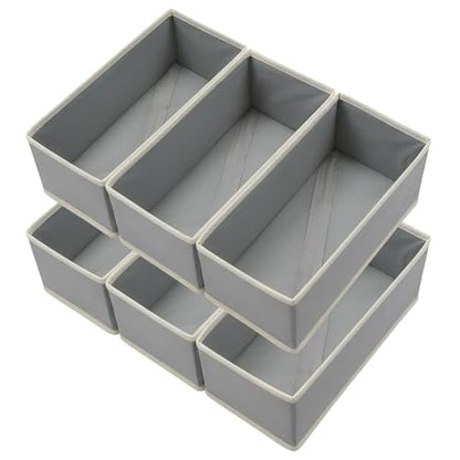 Bructhun Sock Drawer Organizer 9 Pack - Collapsible Fabric Storage Bins for Underwear Divider, Small Closet Organizers with 9 Compartments, Light Gray
