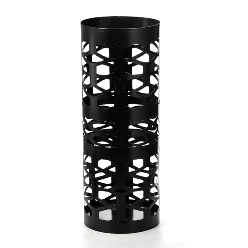 Umbrella Stand, Black Metal Umbrella Holder Freestanding, Cane Walk Stick Holder, Round Umbrella Rack for Entryway, Home, Office, 5.9 x 5.9 x 15.7 Inches