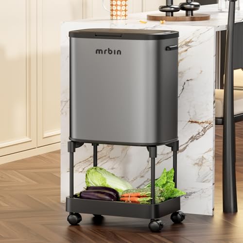 Stainless Steel Tall Kitchen Trash Can with Shelf... (Eclipse Grey | Stainless Steel)