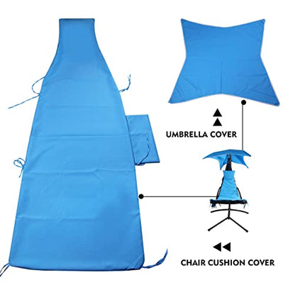 MICTONY Outdoor Hanging Lounge Chair Replacement Cushion Cover and Umbrella Fabric, Made for Patio Curved Chaise Hammock Floating Swing Chair Pads, Waterproof Soft Fabric (Cushion Not Included), Blue