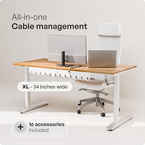 PAMO Cable Management Under Desk, Set of 2 - White | Includes 10 x cable holders, cable clips & screws, easy installation - made of high quality powder coated steel.