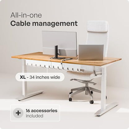 PAMO Cable Management Under Desk, Set of 2 - White | Includes 10 x cable holders, cable clips & screws, easy installation - made of high quality powder coated steel.