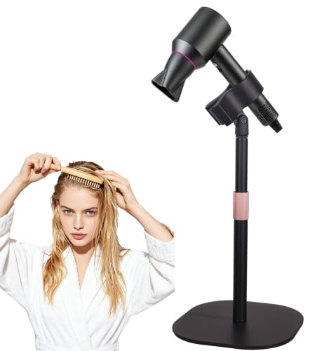 Hair Dryer Stand Holder Hands Free for Vanity Desk... (Black | Carbon Steel)