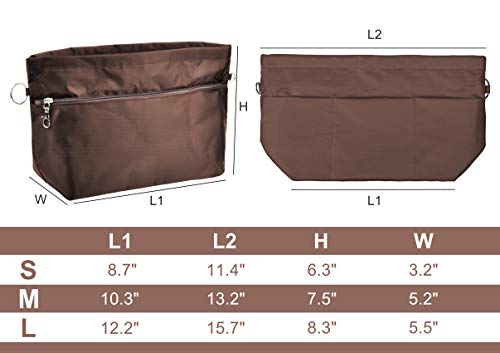 Vercord Handbag Purse Tote Pocketbook Organizer Insert Zipper Closure 11 Pockets 3 Sizes Many Colors
