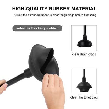 Toilet Brush and Plunger Set, Semi-Hidden Toilet Plungers, Black | Heavy Duty Toilet Bowl Brush and Holder for Bathroom Toilet Plunger and Brush Set for Deeply Cleaning