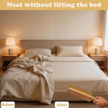 Acacia Wood Mattress Lifter & Bed Sheet Tucker Tool Set, 2-Piece | Bed Making Kit with Ergonomic Grip, Lever-Action Design for Heavy Mattress, Fitted Sheet Changing & Home Bedding Maintenance