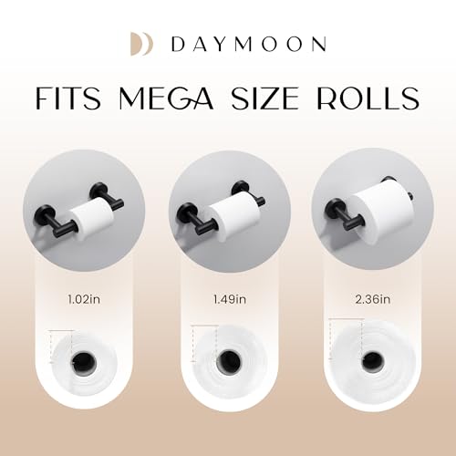 Day Moon™ Matte Black Toilet Paper Holder Wall Mount - Pivoting Modern Roll Holder for Bathroom