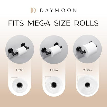 Day Moon™ Matte Black Toilet Paper Holder Wall Mount - Pivoting Modern Roll Holder for Bathroom