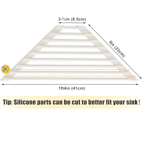 Tomorotec Triangle Roll Up Dish Drying Rack with Silicone Coating, White | 304 Stainless Steel with BPA-Free Silicone, Triangle Design Maximizes Sink Corner Space, Fits Compact Kitchens And RVs