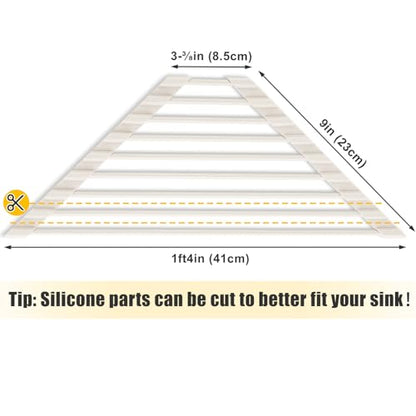 Tomorotec Triangle Roll Up Dish Drying Rack with Silicone Coating, White | 304 Stainless Steel with BPA-Free Silicone, Triangle Design Maximizes Sink Corner Space, Fits Compact Kitchens And RVs