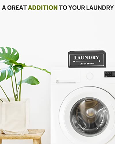 Dryer Sheet Holder Dispenser Container, Space Saving Laundry Room Organization and Storage, Farmhouse Laundry Dryer Sheets Holder for Laundry Room Decor, Fabric Softener Dispenser Containers, Black